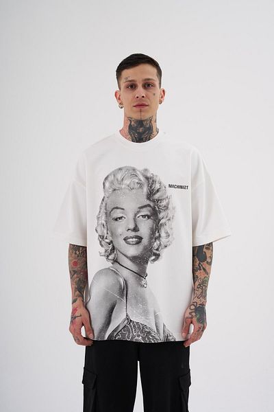 Machinist Ανδρικό μπλουζάκι Marilyn Monrou με στάμπα Oversize εκρού