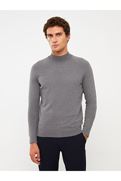 LC Waikiki Gray Half Turtleneck Long Sleeve Men's Knitwear Sweater