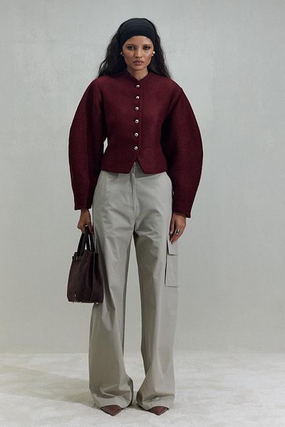 Suud Collection Burgundy Gigi Waist Seated Jacket