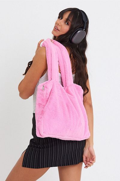 fluffy Geantă pentru laptop Toscana de pluș Cindy Pink - Mâner 42x34 65 Cm