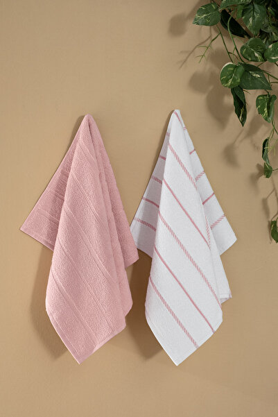 Turkar-Arliva SANTANA BUKLE MUTFAK HAVLUSU 2LI SET BEYAZ/PEMBE 40X60