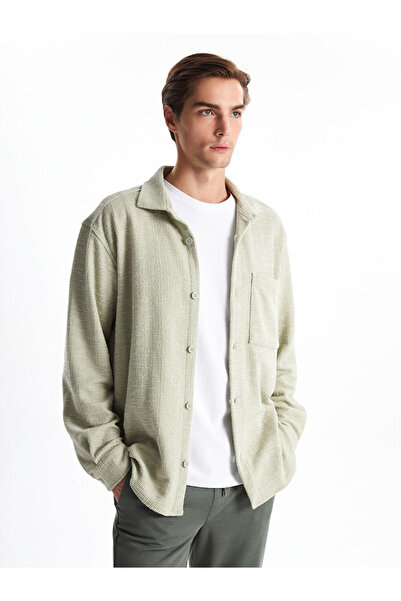 LC Waikiki Jachetă cămașă pentru bărbați, verde, cu mânecă lungă, cu croială ...