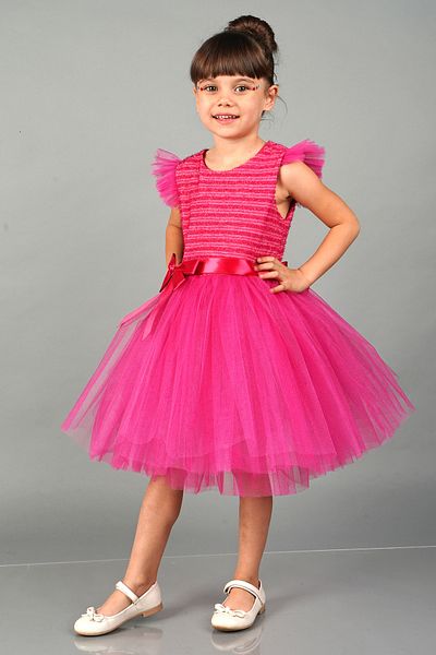 Mixie Fuchsia Tulle Girls' Evening Dress Party Dress