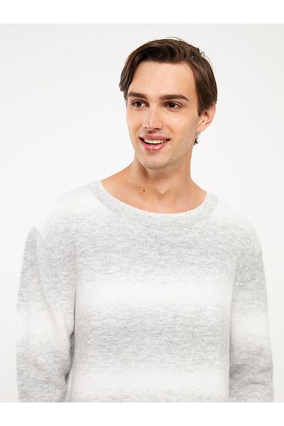 LC Waikiki Crew Neck Long Sleeve Striped Men's Knitwear Sweater - W39026Z8