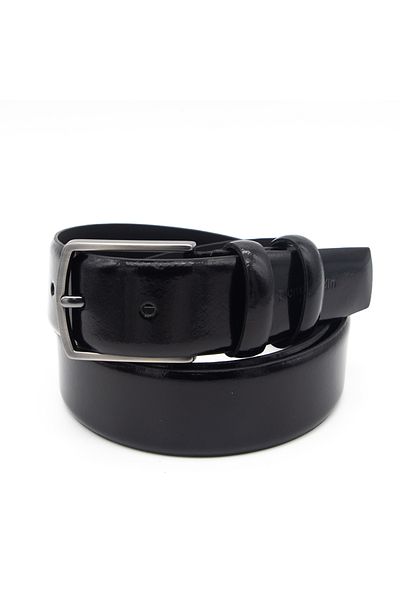 Pierre Cardin Μαύρη λουστρίνι ανδρική ζώνη PC100R4S