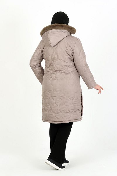 By Alba Collection Women's Mink Long Woolen Quilted Plus Size Coat