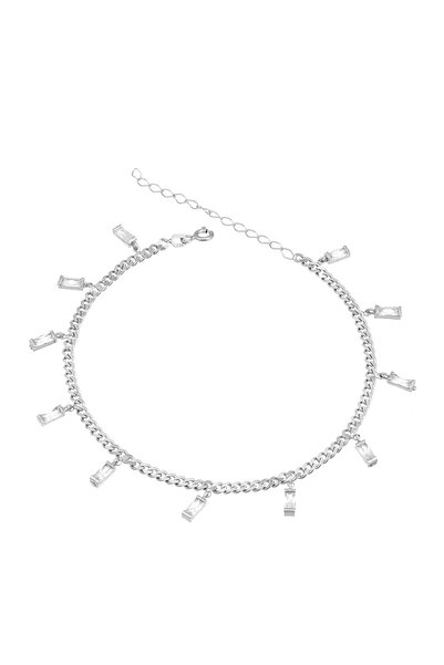 Brezza Lusso Jewelry Diktörtgen Taşlı Sallantılı Gurmet Zincir Gümüş Kadın Ay...