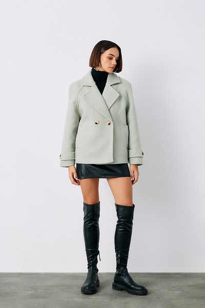 Sateen Boucle Short Coat - Mint