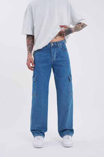 Machinist Ανδρικό φαρδύ Navy Blue Jeans με τσέπες Cargo