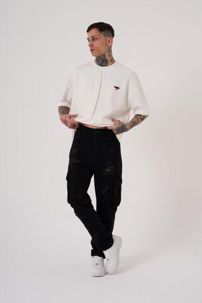 Machinist Μαύρο Baggy Ανδρικό Cargo Jean