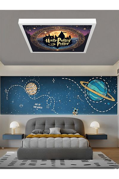 Gökyüzü Panel Harry Potter Chandelier Children's Room - Led 60X60 Square, 60Watt Lighting, Ceiling Lamp, Modern Design