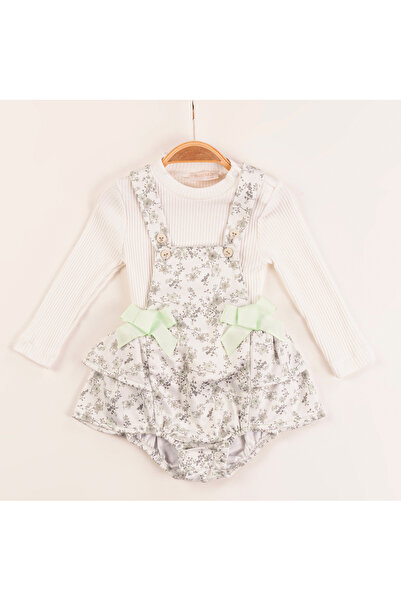 Gocoland Kız Bebek Askılı Salopet, Fitilli Badi Çiçekli İkili Takım