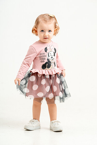 Gocoland Kız Bebek İki İplik ve Tül Karışımlı Karakter Baskılı Elbise