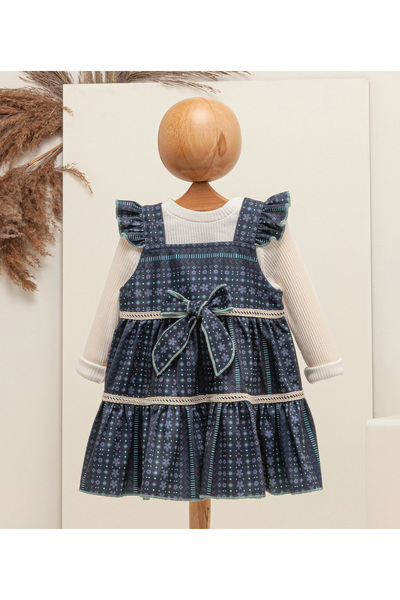 Gocoland Kız Bebek Kadife Jile / Elbise ve Fitilli Çıtçıtlı Badi İkili Takım