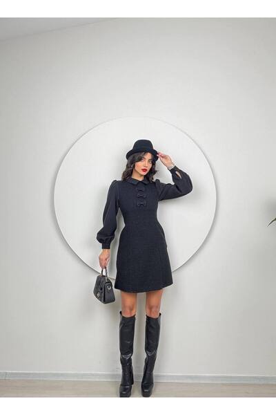 GİZONLY Long Sleeve Dress with Bow Tie Detail