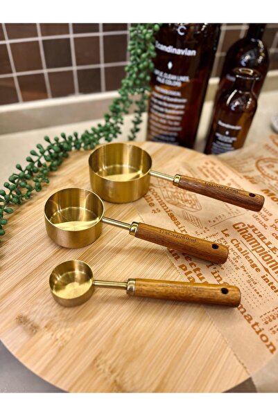 Levn Home 3`lü Mat Gold Gerçek Akasya Saplı Çelik Pinterest  Ölçü Kaşığı 15ml-60ml-125ml