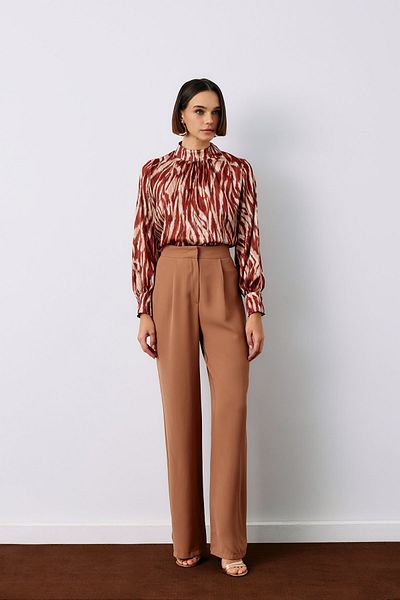 Sateen Bluză cu guler vertical cu model - TABA