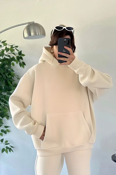 ruNadeS Oversize Γυναικείο Φούτερ - Basic Hoodie με κουκούλα και τσέπη καγκουρό