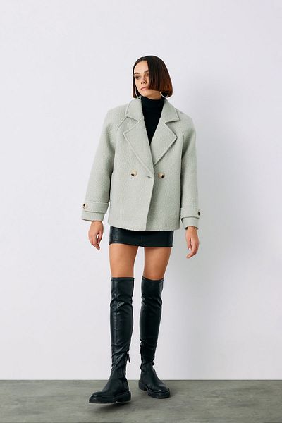 Sateen Boucle Short Coat - Mint