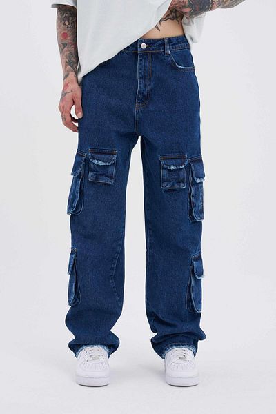 Machinist Pantaloni largi Jean Blue - Bărbați, Detaliu Buzunar