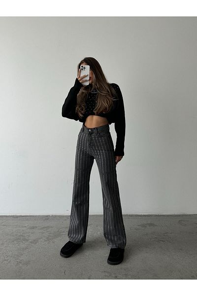mydukkan.co Smoked Diamond Palazzo Jean - Αφής πλύσης