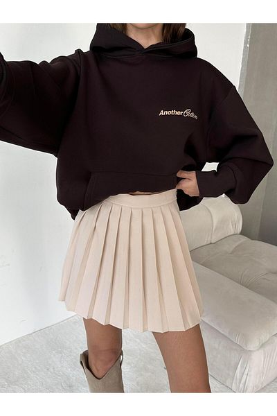 mydukkan.co Stone Color Pleated Short Skirt