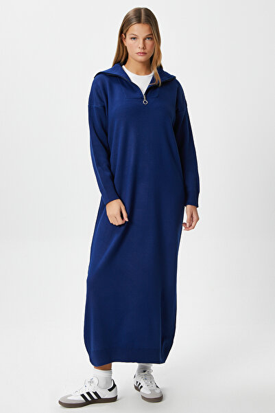 Ritnice Γυναικείο πλεκτό φόρεμα Magie Polo με φερμουάρ Navy Blue