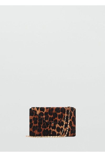 MANGO Woman Kettenbrieftasche mit Leopardenmuster