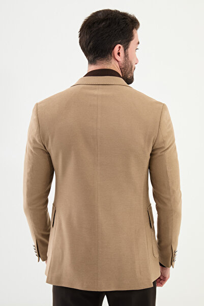 Mcr Striped Slim Fit Bag Pocket Mono Collar Men's Jacket Beige - 41416.24K