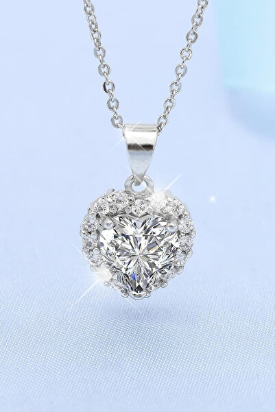 Crystal Diamond Zirconia Işıklı kutuda 1 karat özel kesim kalp kolye