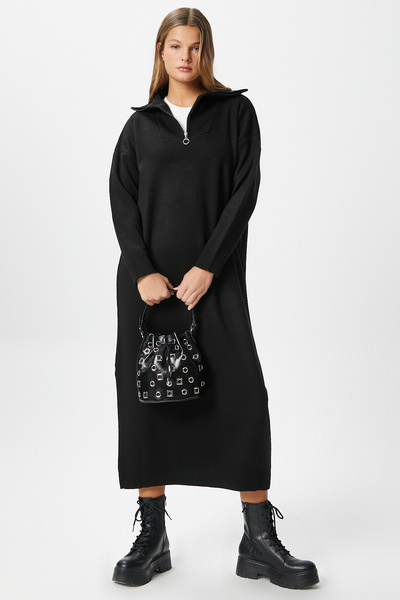 Ritnice Γυναικείο μακρύ πλεκτό φόρεμα Magie Polo με φερμουάρ