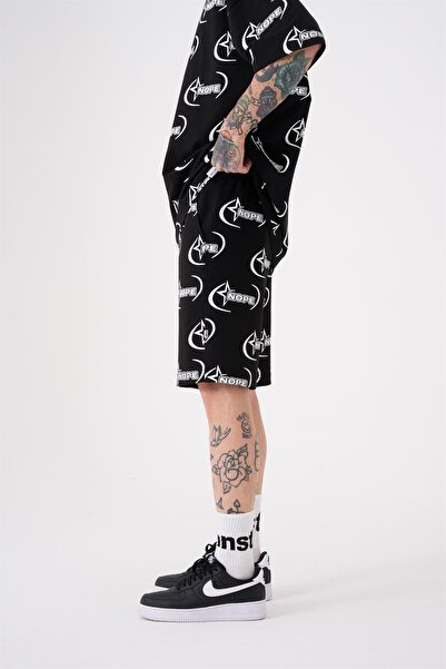 Machinist Ανδρικό σορτς Nope με τύπωμα Relaxed σε μαύρο χρώμα