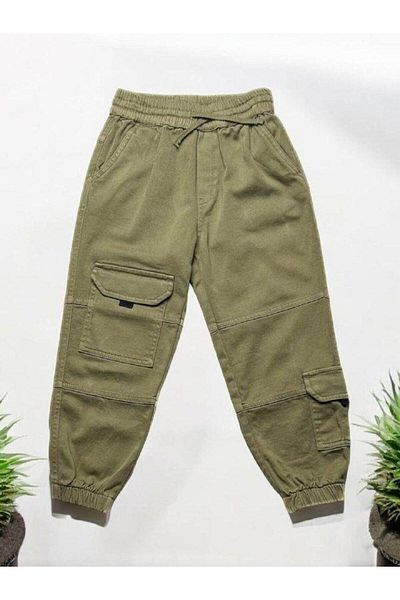 Zekids Pantaloni țesuți pentru băiat cu talie elastică și detaliu de buzunar