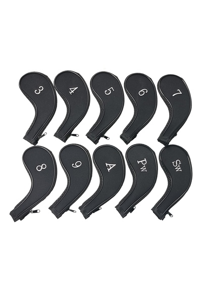 Choice black 10pcs Golf Club Head Covers Set Zipper Headcovers For Golf Clubs Iron Covers With Interchange