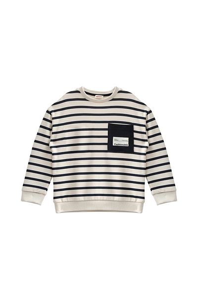 Zeyland Boy's Striped Pocket Detailed Sweatshirt - Navy Blue