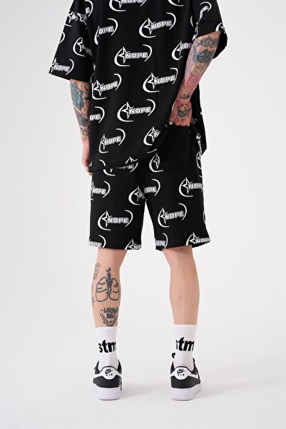 Machinist Ανδρικό σορτς Nope με τύπωμα Relaxed σε μαύρο χρώμα