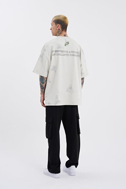 Machinist Men's Gray Oversize Flowers T-Shirt