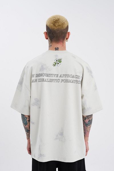 Machinist Ανδρικό μπλουζάκι σε γκρι Oversize Flowers