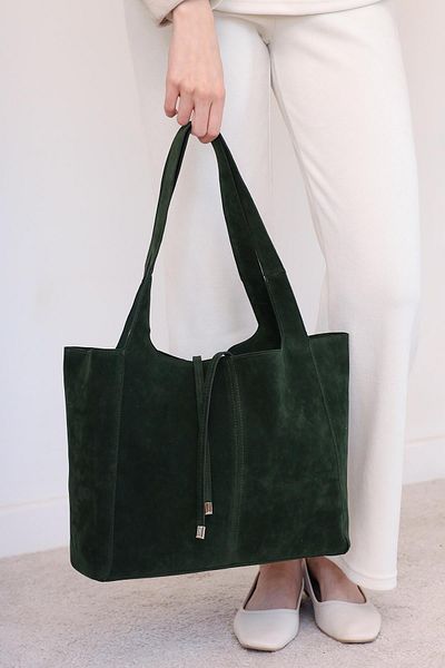Mopia Carmen Khaki Suede Women's Shopper Bag