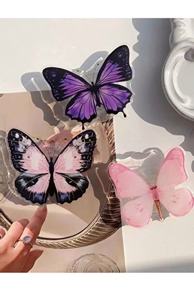 EDELFU Popsocket Yapışkanlı Kelebek Telefon Tutacağı Kelebek Şekilli Akrilik Epoksi Yüzey Parmak Tutucu