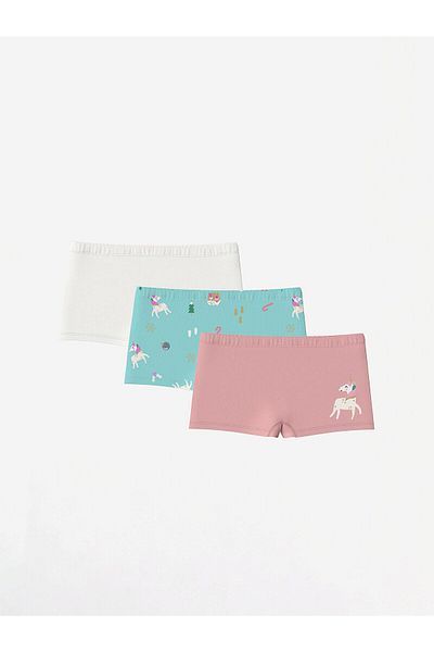 LC Waikiki Lcw Kids Printed Printed Girls' Boxers 3-Piece