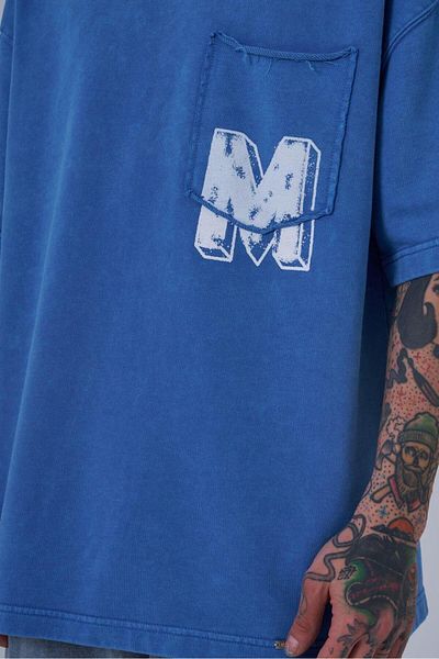 Machinist Ανδρικό μπλουζάκι με λογότυπο M Washed Oversize Light Blue Cloudy T-shirt
