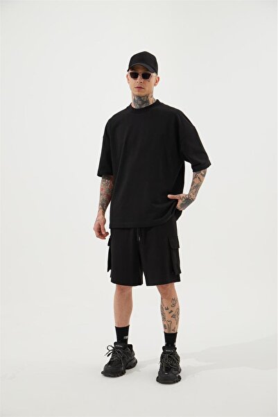 Machinist Ανδρικό σορτς Cargo Basic Oversize μαύρο