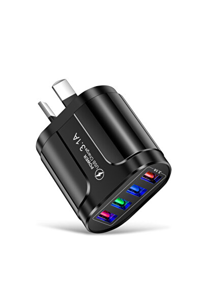 Choice شاحن سريع USB أسترالي أسود اللون بمقبس أسترالي، شاحن سريع للهواتف المح...