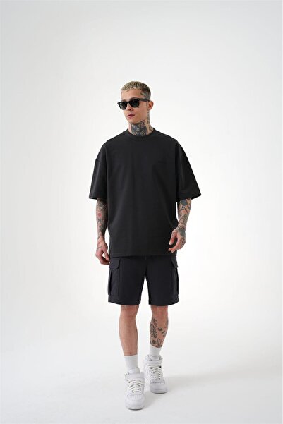 Machinist Ανδρικό μαλακό μαύρο σορτς Cargo Pocket Basic Relaxed