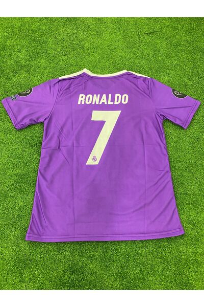 Lion Spor Κάρτιφ 2017 - Cristiano Ronaldo και Ρεάλ Μαδρίτης Μωβ Χρώμα Πρωταθλητριών Λιγκ Ειδικού Σχεδιασμού Κοντομάνικη φανέλα 0