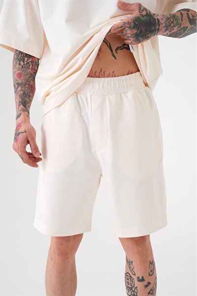 Machinist Ανδρικό σορτς Premium Basic Relaxed από βαμβακερό λευκό με τσέπες