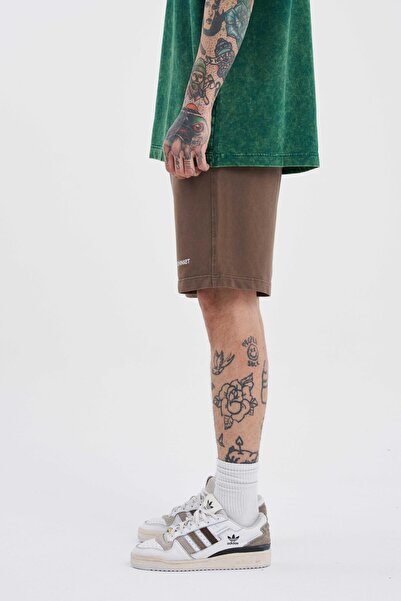 Machinist Ανδρικό πολυτελές Basic Washed Relaxed καφέ σορτς