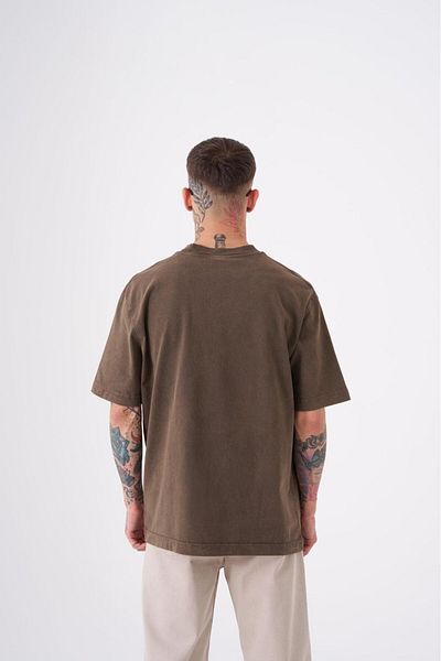 Machinist Unisex Χαλαρό Πλενόμενο Μπλουζάκι Basic Oak Coffee Spotted