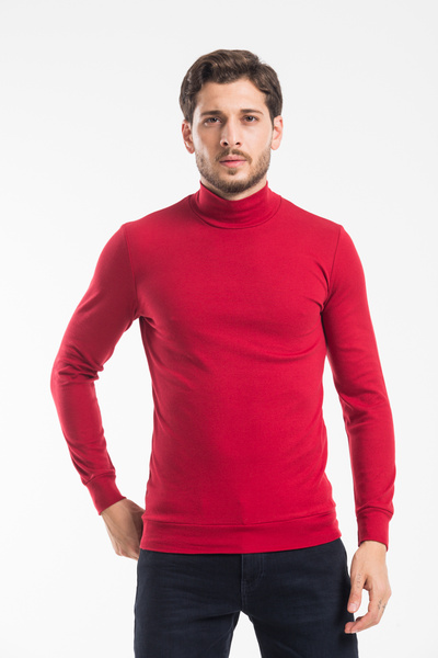 Superlife Süperlife Turtleneck Long Sleeve Slim Fit Thin Men's Sweatshirt Spr 2019K21